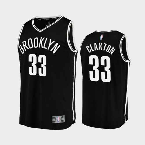 Men Brooklyn Nets Nicolas Claxton #33 Black 2021-22 Replica Icon Edition Jersey