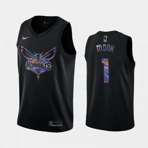 Charlotte Hornets #1 Malik Monk Black Iridescent Holographic Limited Edition Jersey