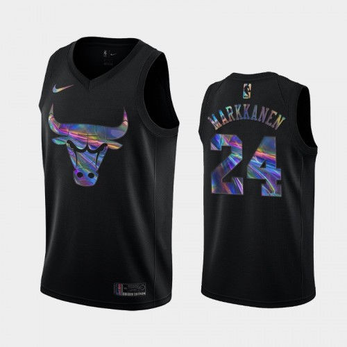 Chicago Bulls #24 Lauri Markkanen Black Iridescent Holographic Limited Edition Jersey