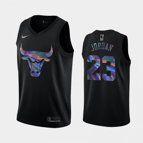 Chicago Bulls #23 Michael Jordan Black Iridescent Holographic Limited Edition Jersey