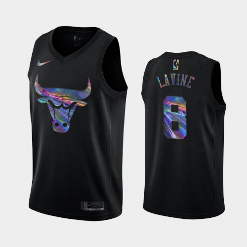 Chicago Bulls #8 Zach LaVine Black Iridescent Holographic Limited Edition Jersey