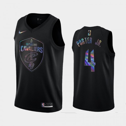 Cleveland Cavaliers #4 Kevin Porter Jr. Black Iridescent Holographic Limited Edition Jersey