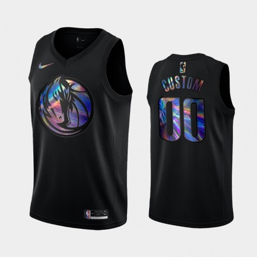 Dallas Mavericks #00 Custom Black Iridescent Logo Holographic HWC Limited Jersey