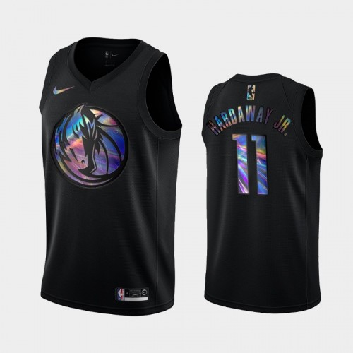 Dallas Mavericks #11 Tim Hardaway Jr. Black Iridescent Logo Holographic HWC Limited Jersey