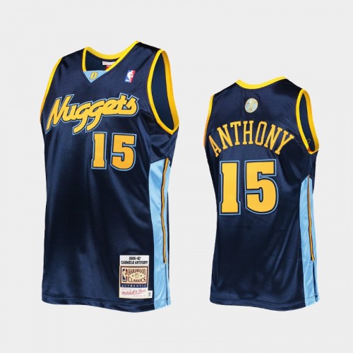 Men Denver Nuggets #15 Carmelo Anthony Navy Hardwood Classics 2006 Authentic Jersey