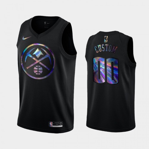 Denver Nuggets #00 Custom Black Iridescent Logo Holographic HWC Limited Jersey