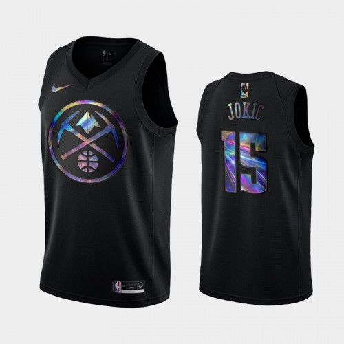 Denver Nuggets #15 Nikola Jokic Black Iridescent Logo Holographic HWC Limited Jersey