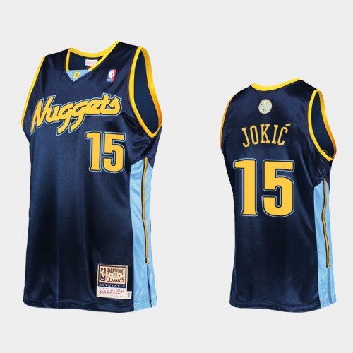 Men Denver Nuggets #15 Nikola Jokic Navy Mitchell Ness Hardwood Classics Jersey