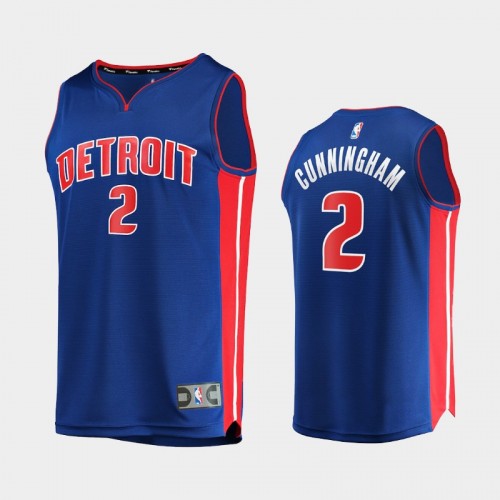 Men Detroit Pistons #2 Cade Cunningham Blue 2021 NBA Draft 1st Round Pick 2021 NBA Draft Replica Jersey