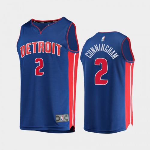 Men Detroit Pistons #2 Cade Cunningham Blue 2021 NBA Draft First Replica Jersey