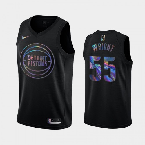 Detroit Pistons #55 Delon Wright Black Iridescent Holographic Limited Edition Jersey