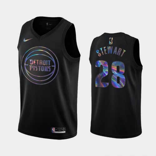Detroit Pistons #28 Isaiah Stewart Black Iridescent Holographic Limited Edition Jersey