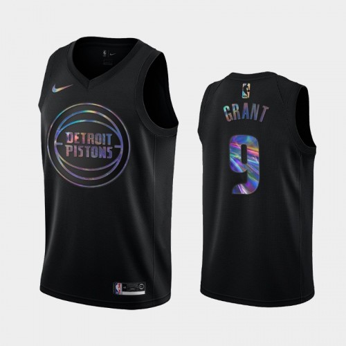 Detroit Pistons #9 Jerami Grant Black Iridescent Holographic Limited Edition Jersey