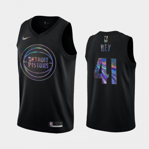 Detroit Pistons #41 Saddiq Bey Black Iridescent Holographic Limited Edition Jersey