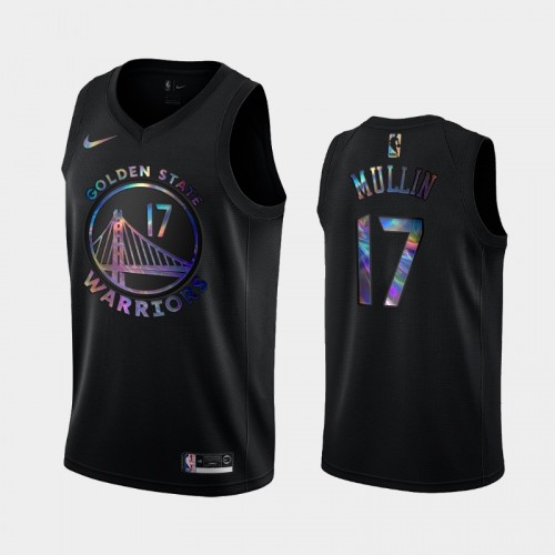 Golden State Warriors #17 Chris Mullin Black Iridescent Logo Holographic HWC Limited Jersey