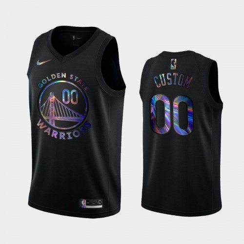 Golden State Warriors #00 Custom Black Iridescent Logo Holographic HWC Limited Jersey