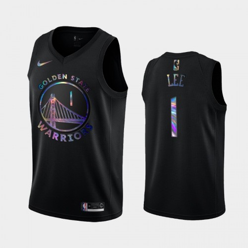 Golden State Warriors #1 Damion Lee Black Iridescent Logo Holographic HWC Limited Jersey