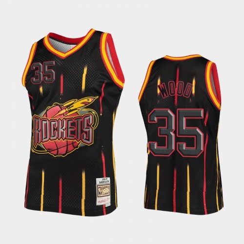 Men Houston Rockets #35 Christian Wood Black Rings Collection Hardwood Classics Jersey