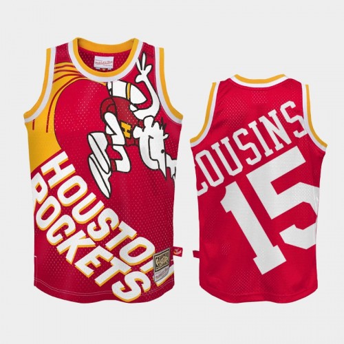 Men Houston Rockets #15 DeMarcus Cousins Red Big Face2.0 Hardwood Classics Jersey