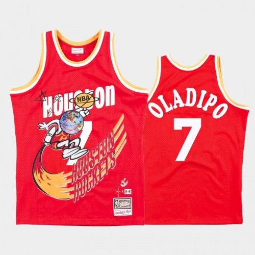 Men Houston Rockets #7 Victor Oladipo Red BR Remix Travis Sott Hardwood Classics Jersey