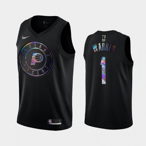 Indiana Pacers #1 T.J. Warren Black Iridescent Holographic Limited Edition Jersey