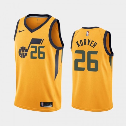 Men Utah Jazz #26 Kyle Korver Gold 2018-19 Statement Jersey