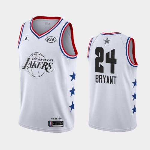 Men Los Angeles Lakers 2019 All-Star Game #24 Kobe Bryant White Finished Jersey