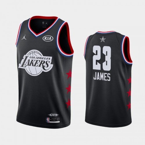 Men Los Angeles Lakers 2019 All-Star Game #23 LeBron James Black Finished Jersey