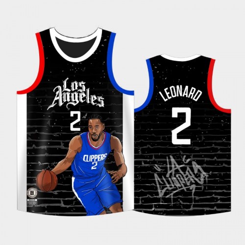 Men Los Angeles Clippers Kawhi Leonard #2 Black Legend Special Image Replica Jersey