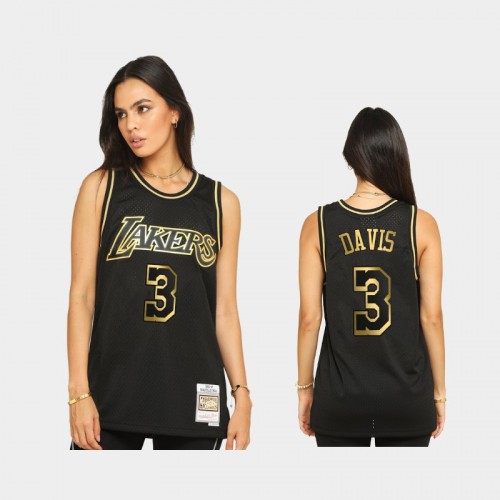 Los Angeles Lakers #3 Anthony Davis Black 2021 Golden Edition Hardwood Classics Limited Allocation Jersey