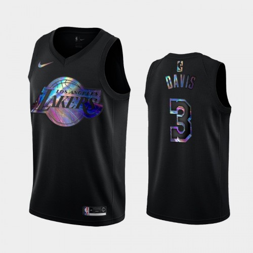 Los Angeles Lakers #3 Anthony Davis Black Iridescent Logo Holographic HWC Limited Jersey