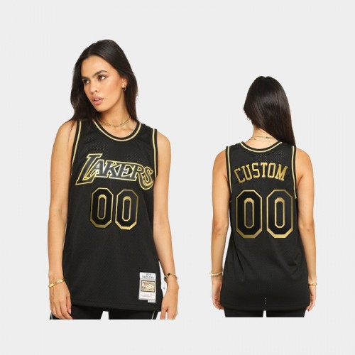 Los Angeles Lakers #00 Custom Black 2021 Golden Edition Hardwood Classics Limited Allocation Jersey