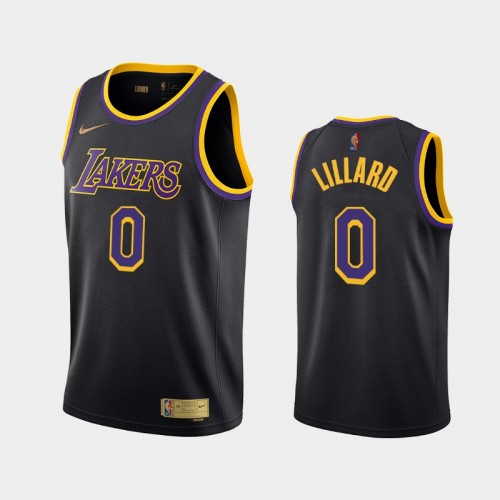 Men Los Angeles Lakers Damian Lillard #0 Black Earned Edition Jersey