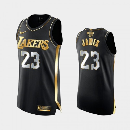 Los Angeles Lakers LeBron James #23 Black 2020 NBA Finals Authentic Golden Limited Edition Jersey