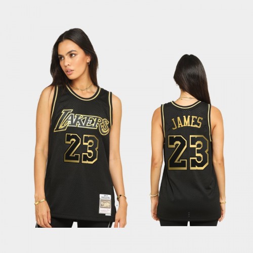 Los Angeles Lakers #23 LeBron James Black 2021 Golden Edition Hardwood Classics Limited Allocation Jersey
