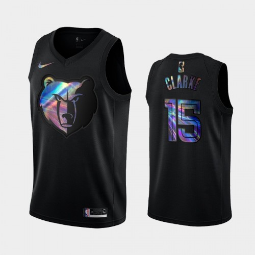 Memphis Grizzlies #15 Brandon Clarke Black Iridescent Logo Holographic HWC Limited Jersey