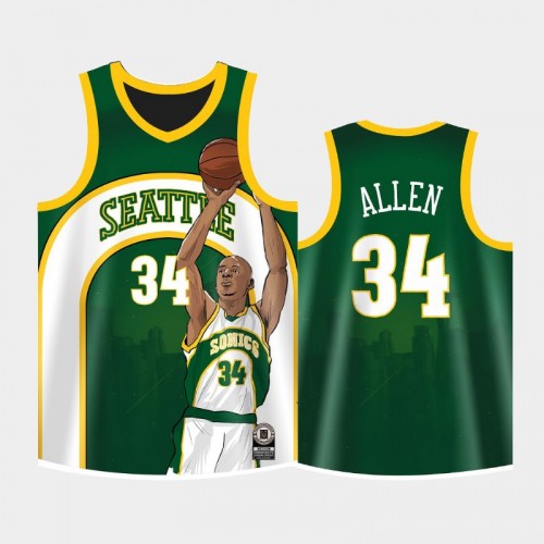 Men Milwaukee Bucks Ray Allen #34 Green Legend Special Image Replica Jersey