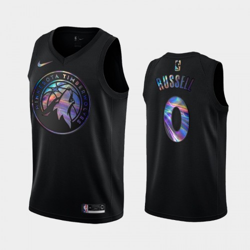 Minnesota Timberwolves #0 D'Angelo Russell Black Iridescent Holographic Limited Edition Jersey