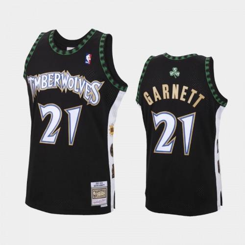 Minnesota Timberwolves #21 Kevin Garnett Black Hall of Fame Class of 2020 Hardwood Classics Throwback Jersey