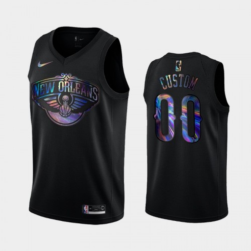 New Orleans Pelicans #00 Custom Black Iridescent Holographic Limited Edition Jersey