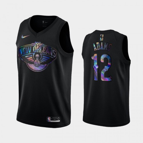 New Orleans Pelicans #12 Steven Adams Black Iridescent Holographic Limited Edition Jersey