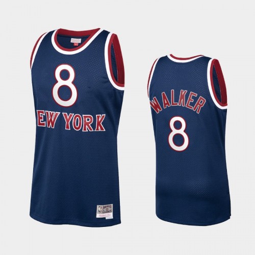 Men New York Knicks #8 Kemba Walker Navy Hardwood Classics Retro Jersey