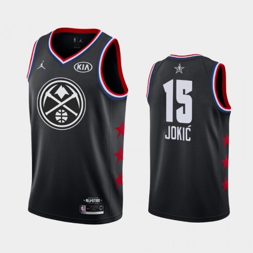 Men Denver Nuggets 2019 All-Star Game #15 Nikola Jokic Black Finished Jersey