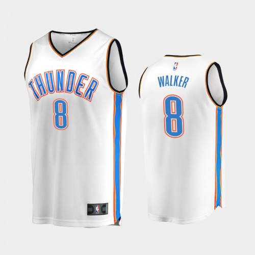 Men Oklahoma City Thunder Kemba Walker #8 White Replica 2021 Trade Jersey