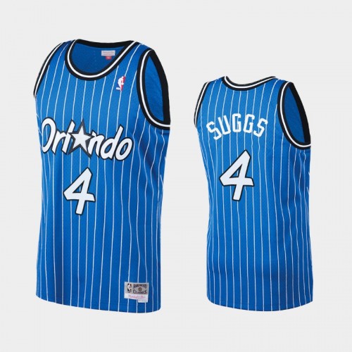 Men Orlando Magic #4 Jalen Suggs Blue Hardwood Classics Vintage Jersey