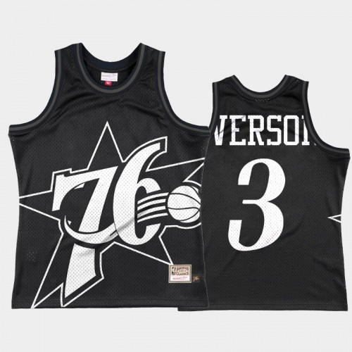 Men Philadelphia 76ers #3 Allen Iverson Black Big Face 3.0 Jersey - Fashion Tank