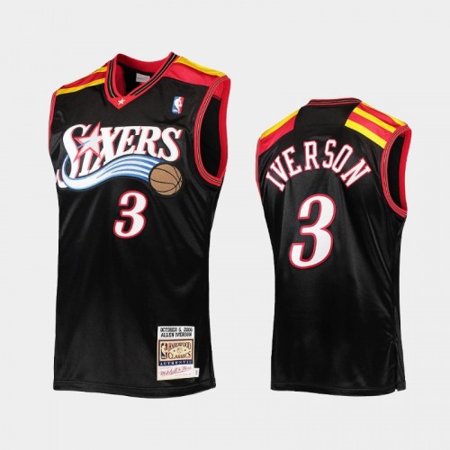 Men Philadelphia 76ers #3 Allen Iverson Black Hardwood Classics 2006 Authentic Jersey