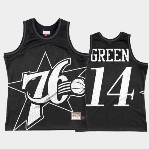 Men Philadelphia 76ers #14 Danny Green Black Big Face 3.0 Jersey - Fashion Tank