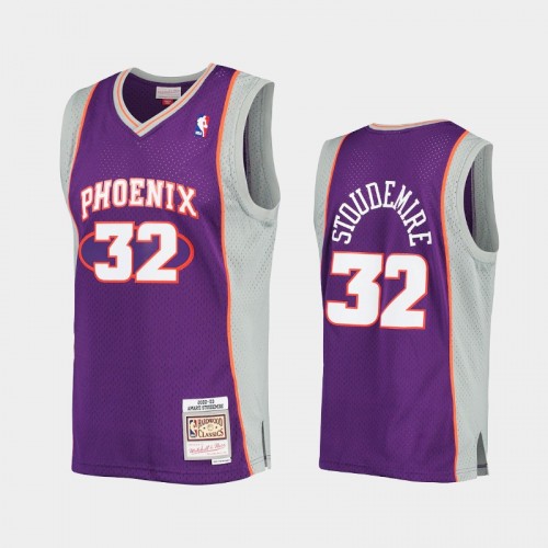 Men Phoenix Suns #32 Amar'e Stoudemire Purple 2002-2003 Hardwood Classics Authentic Jersey