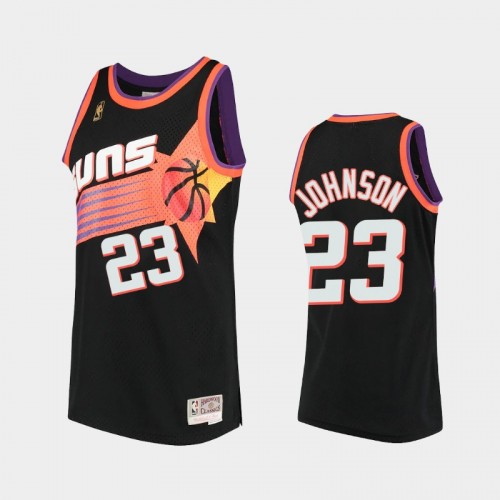 Men Phoenix Suns #23 Cameron Johnson Black Hardwood Classics Throwback 90s Jersey